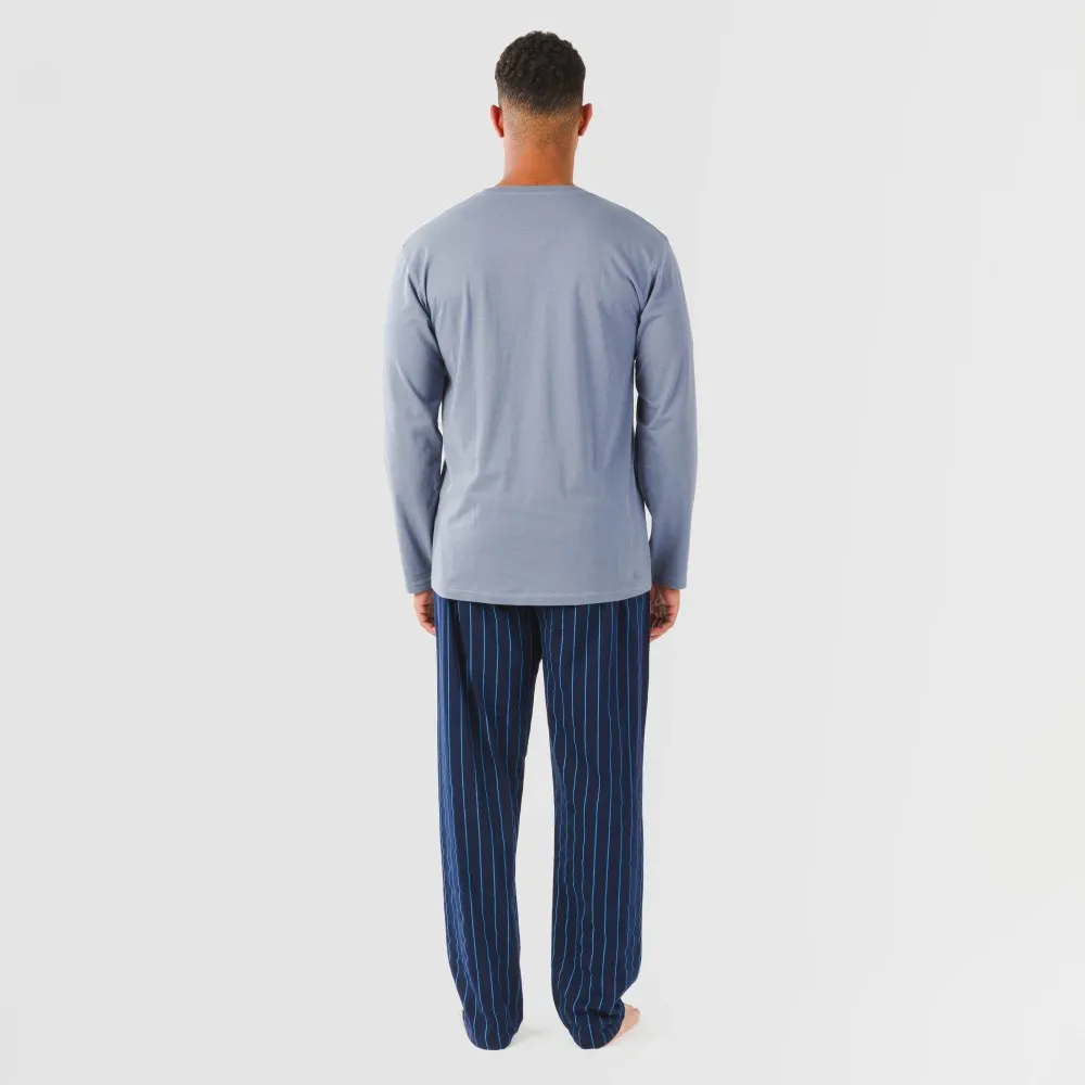 Pijama largo algodón hombre Raya Mortiz indigo