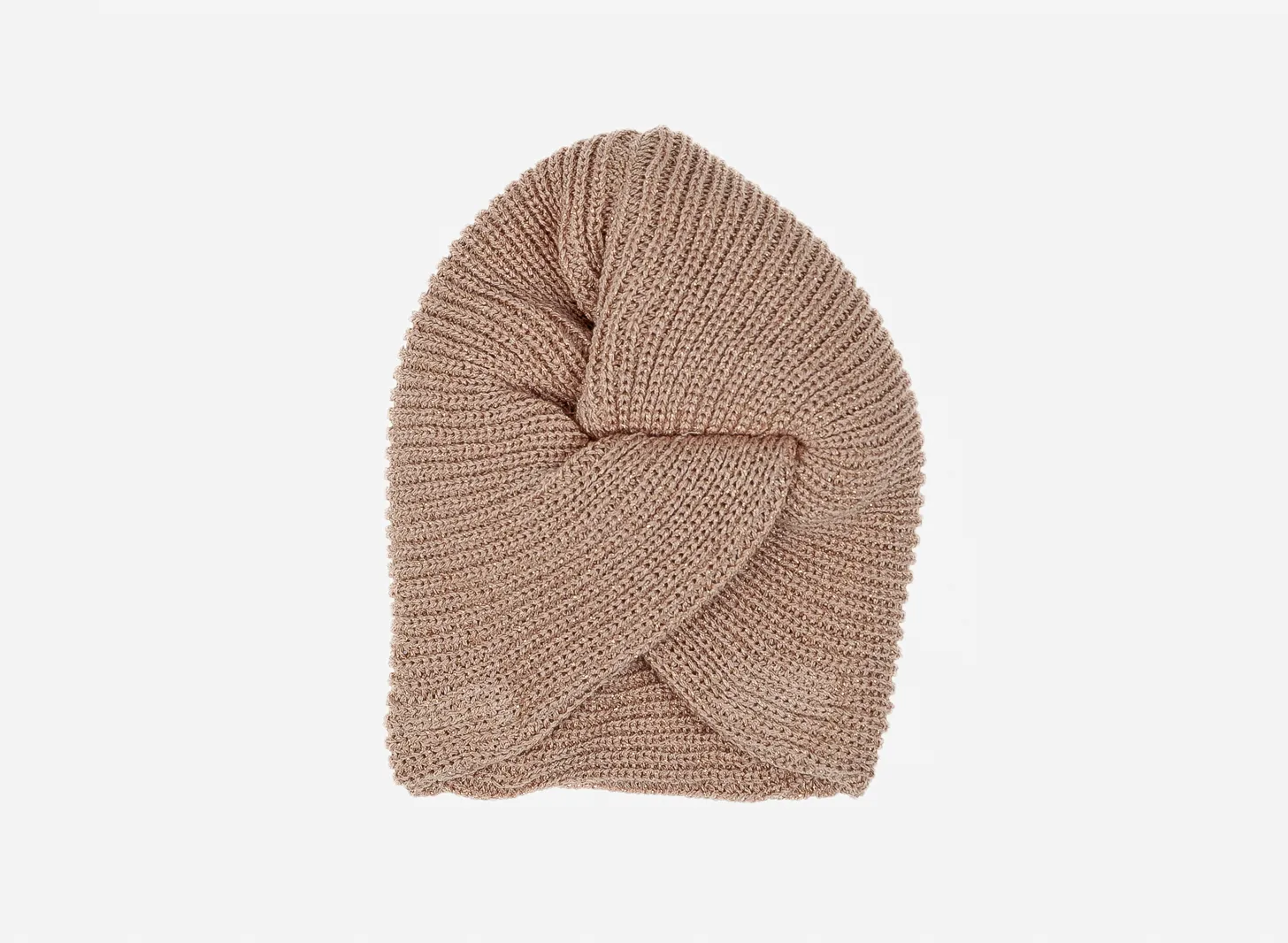 PINK TURBAN FOR A GIRL OF FINITE KNITTED POWDER WITH GOLD EDGE. OWINTER