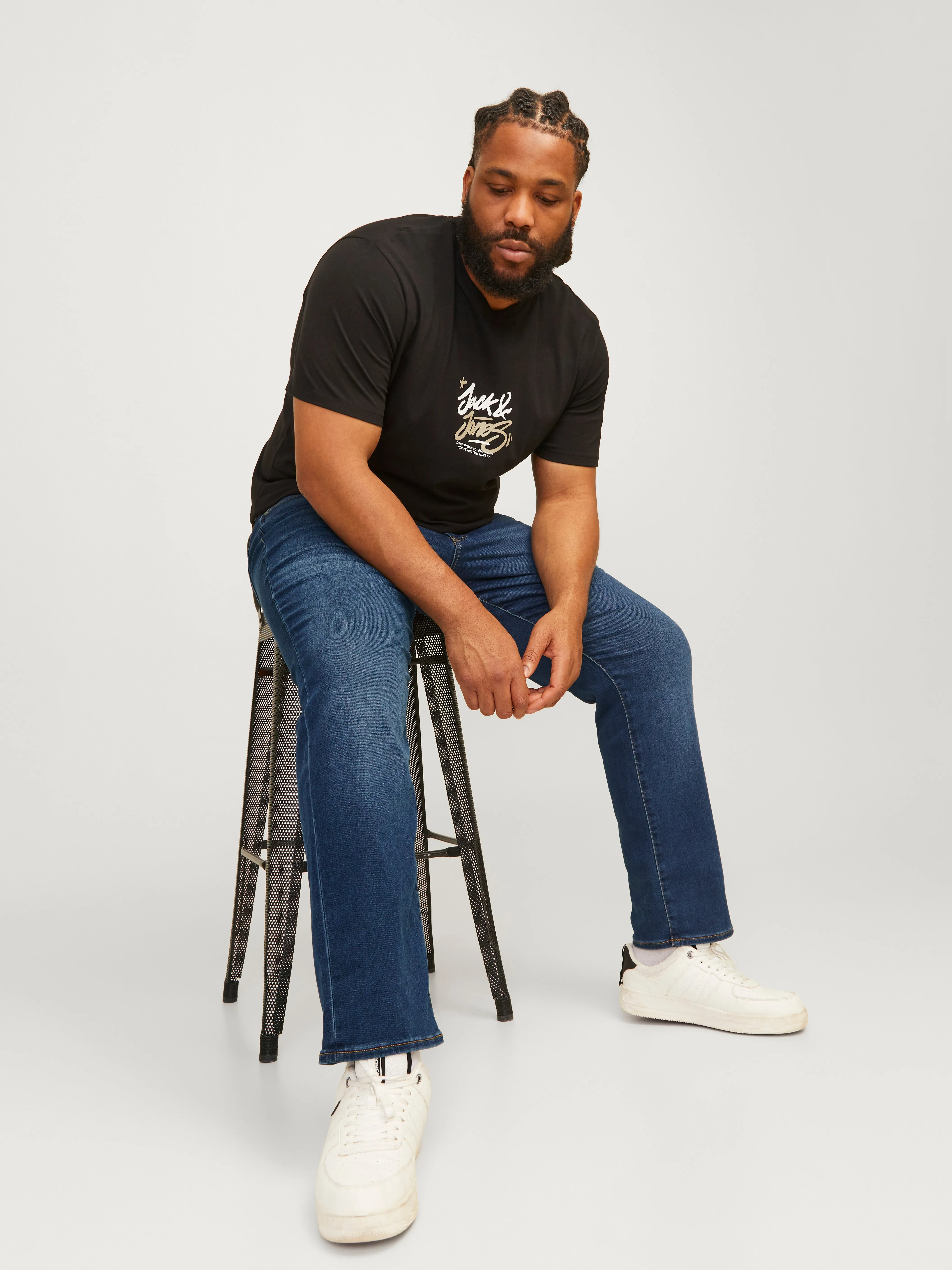 Plus Size JJIMIKE JJICON I.K. SQ 026 PLS Vaqueros de corte tapered | Azul intermedio | Jack & Jones®