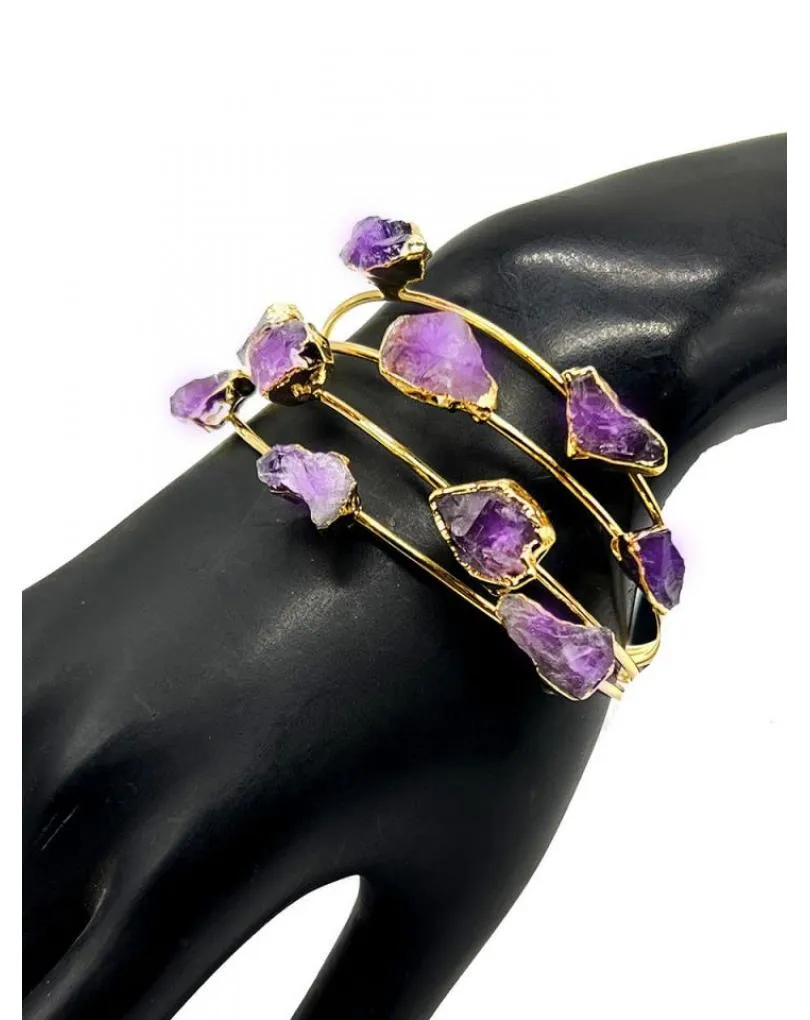 PRECIOSA PULSERA DE CUATRO HILERAS DECORADA CON AMATISTA