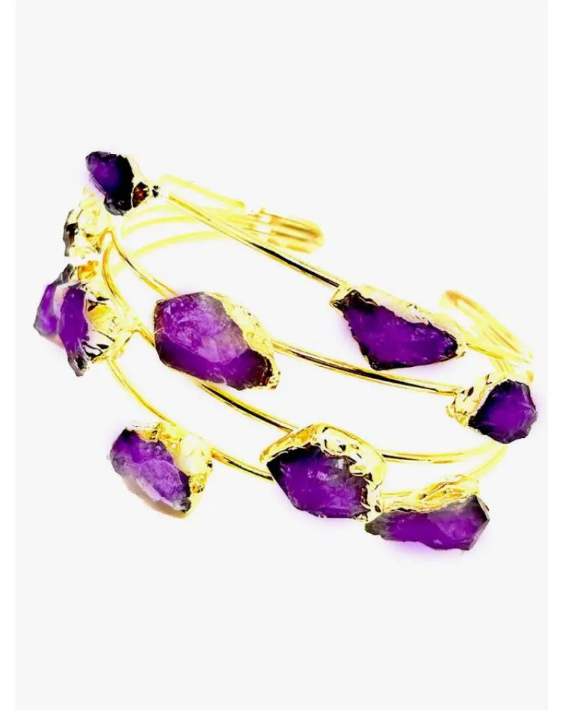 PRECIOSA PULSERA DE CUATRO HILERAS DECORADA CON AMATISTA