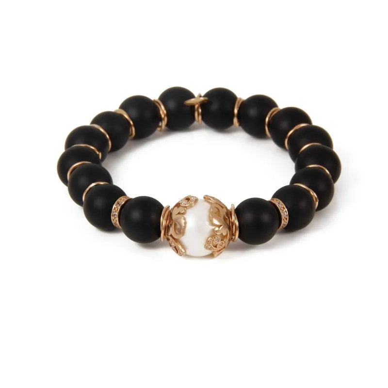 PULSERA LUCA ONIX Y PERLA BRB9810