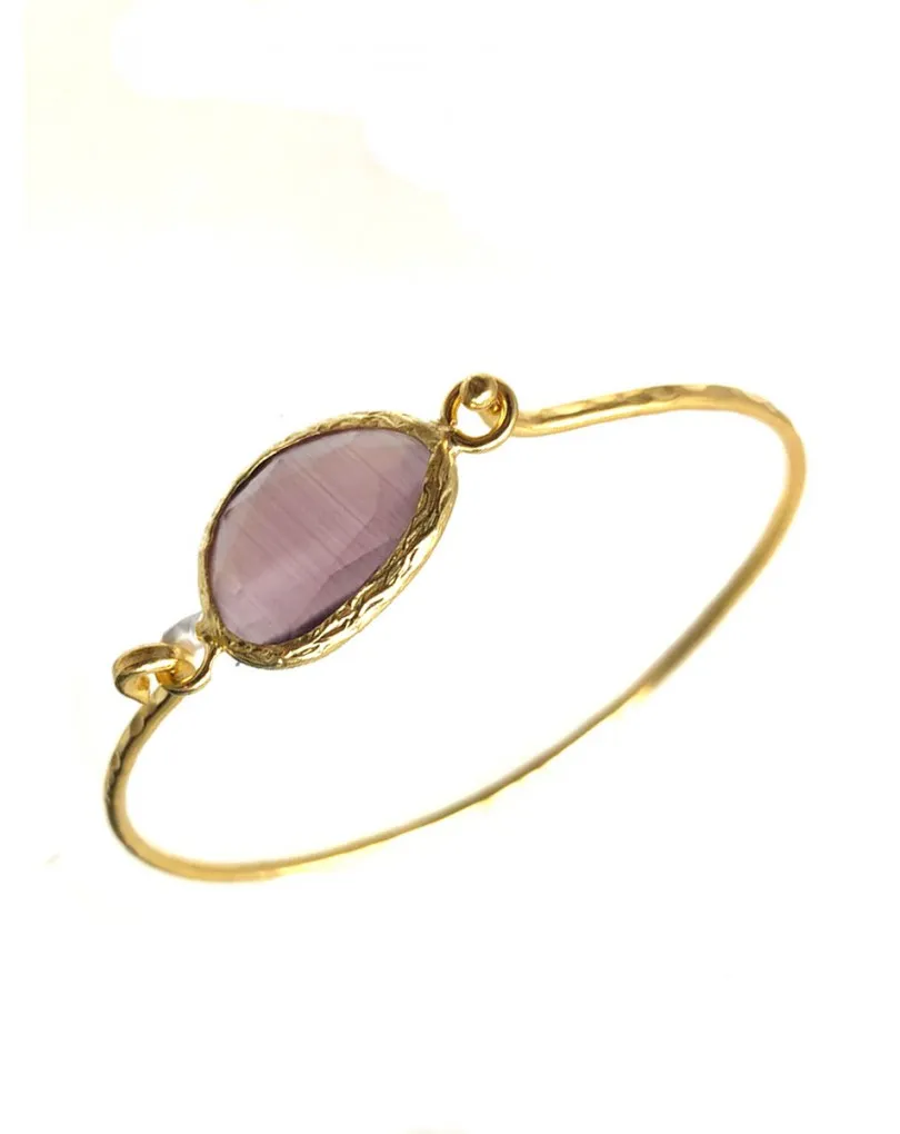 PULSERAS CHAPADAS EN ORO DECORADAS CON PIEDRAS PARA MUJER