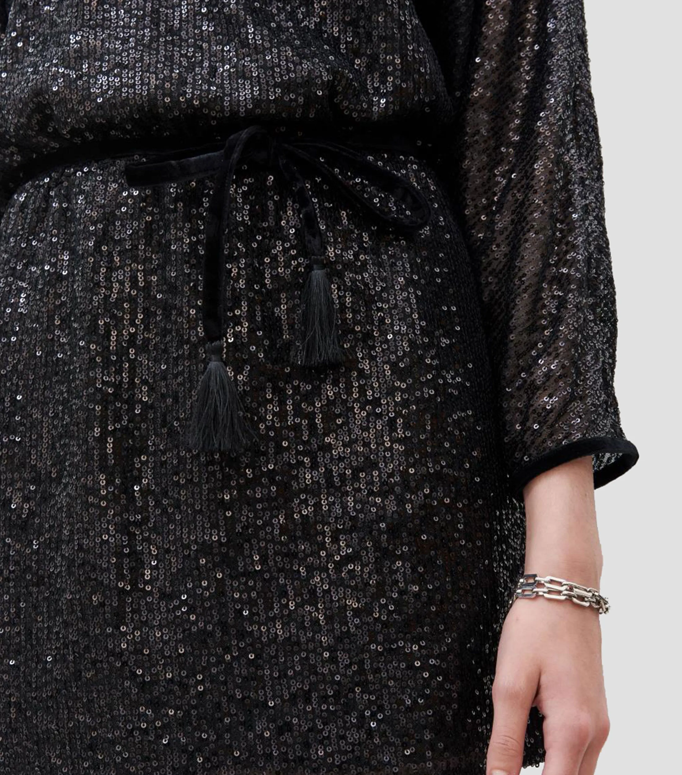 Rapsodia Vestido corto de lentejuelas manga larga Mujer