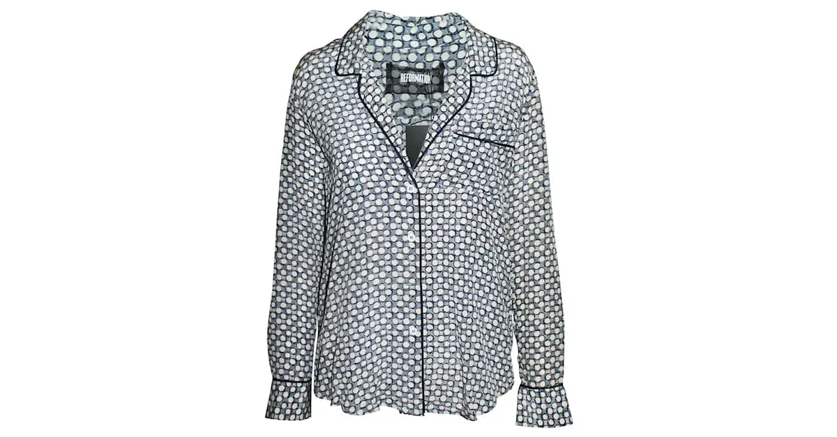 Reformation Camisa Estampada Oversize Estilo Pijama 
