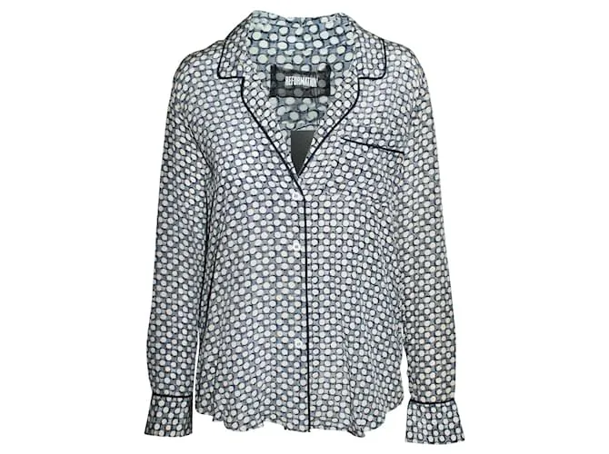 Reformation Camisa Estampada Oversize Estilo Pijama 