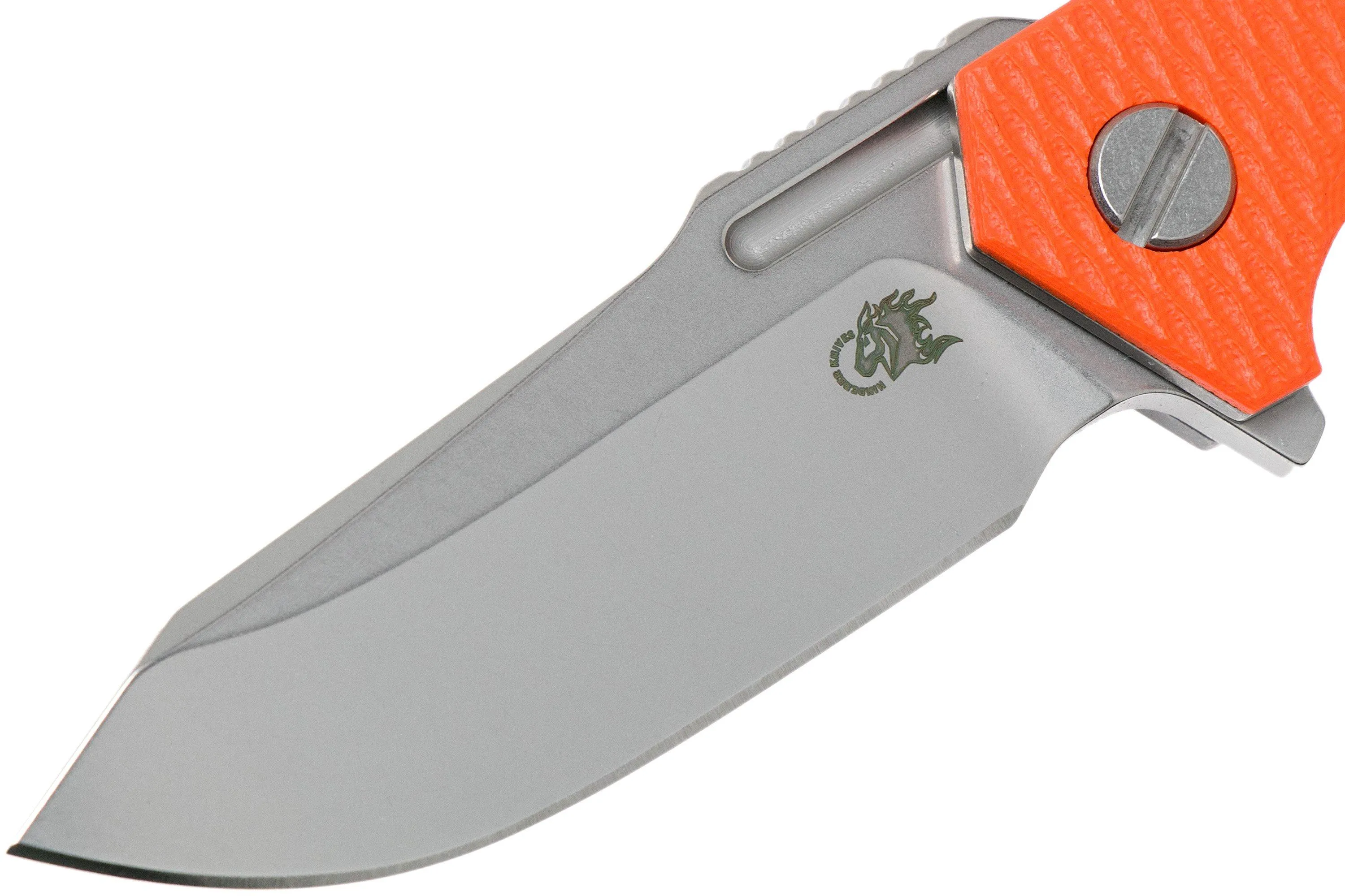 Rick Hinderer Half Track Gen 2, Spearpoint 20CV, Orange G10, navaja