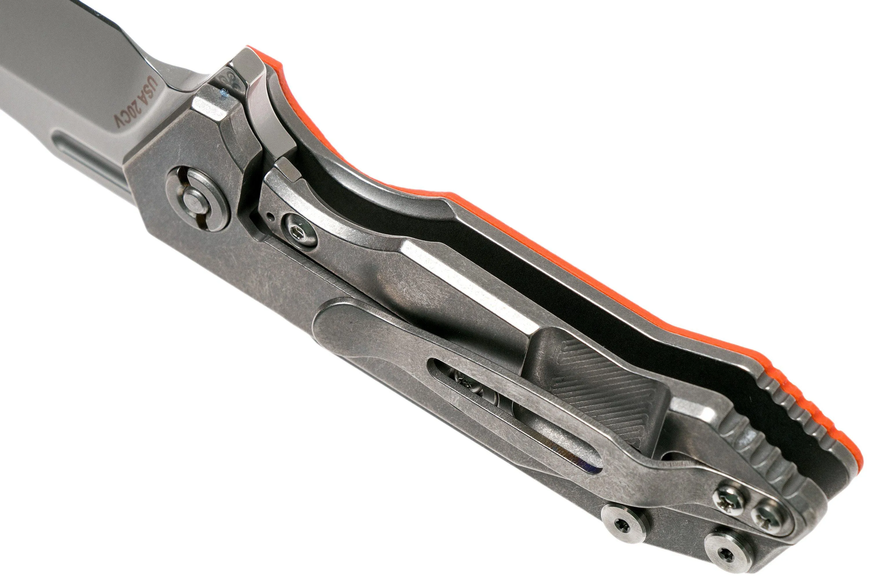 Rick Hinderer Half Track Gen 2, Spearpoint 20CV, Orange G10, navaja
