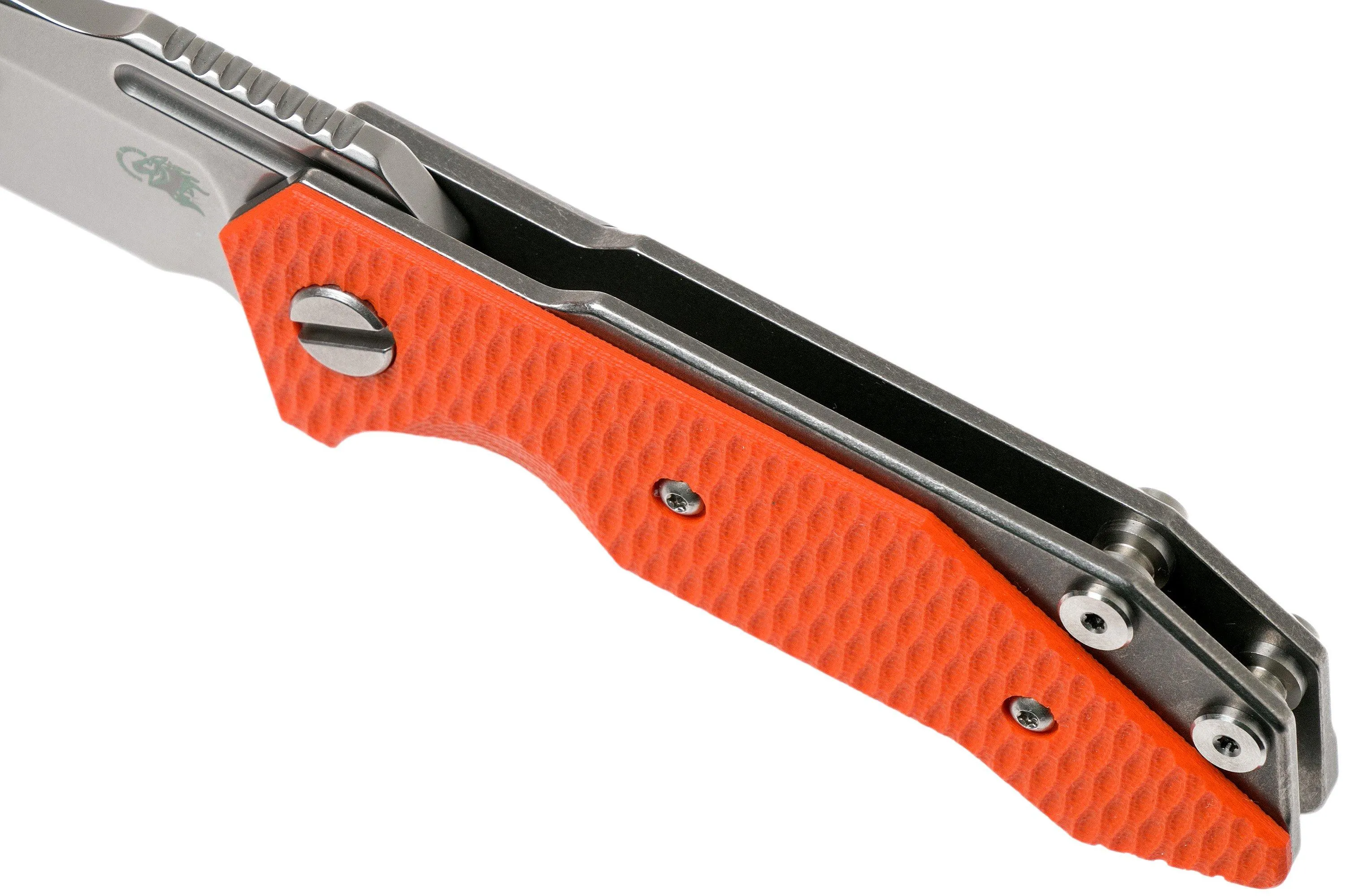 Rick Hinderer Half Track Gen 2, Spearpoint 20CV, Orange G10, navaja