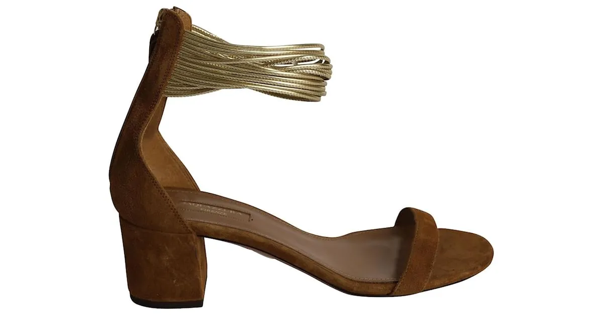 Sandalia Aquazzura Spin Me Around City en ante marrón Castaño 