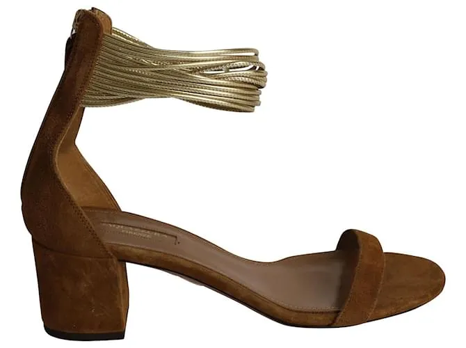 Sandalia Aquazzura Spin Me Around City en ante marrón Castaño 