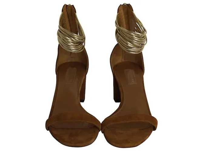 Sandalia Aquazzura Spin Me Around City en ante marrón Castaño 