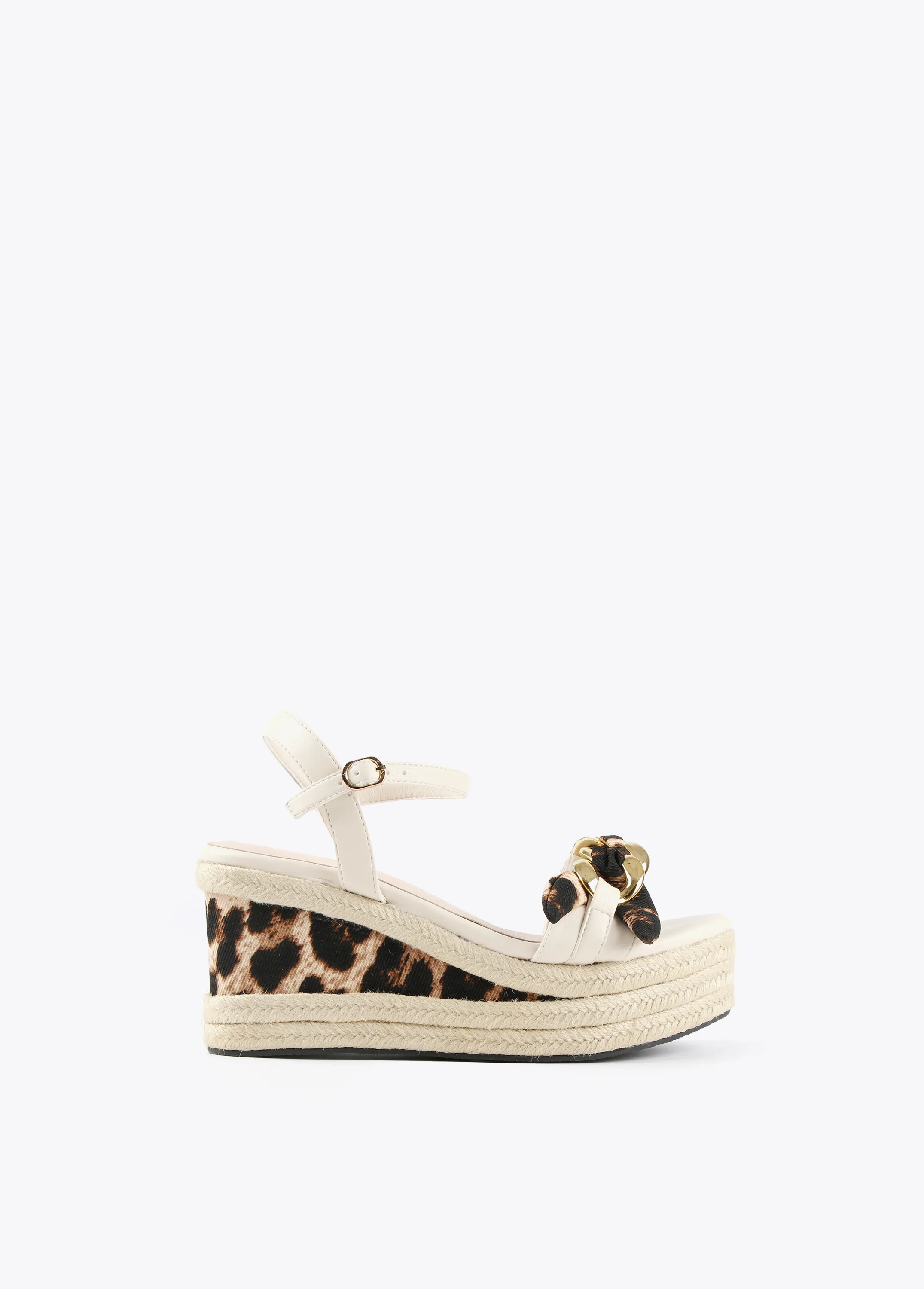 Sandalia cuña leopardo y negro Lola Casademunt