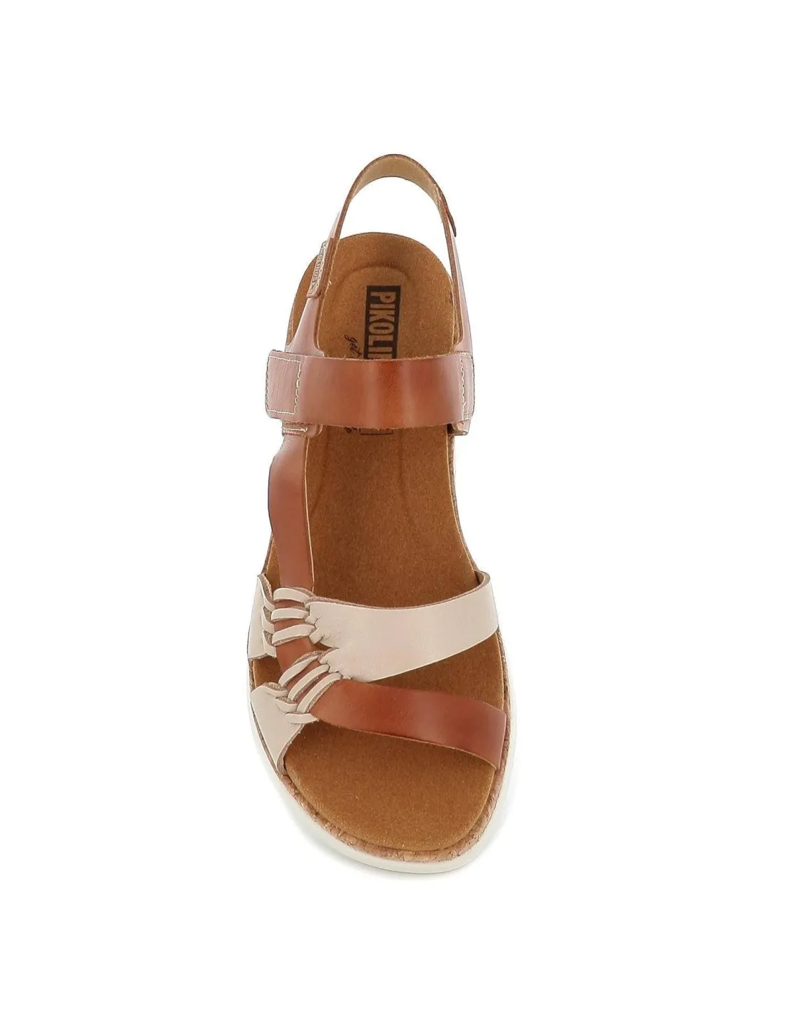 Sandalia de piel con cuña baja para mujer cuero Pikolinos