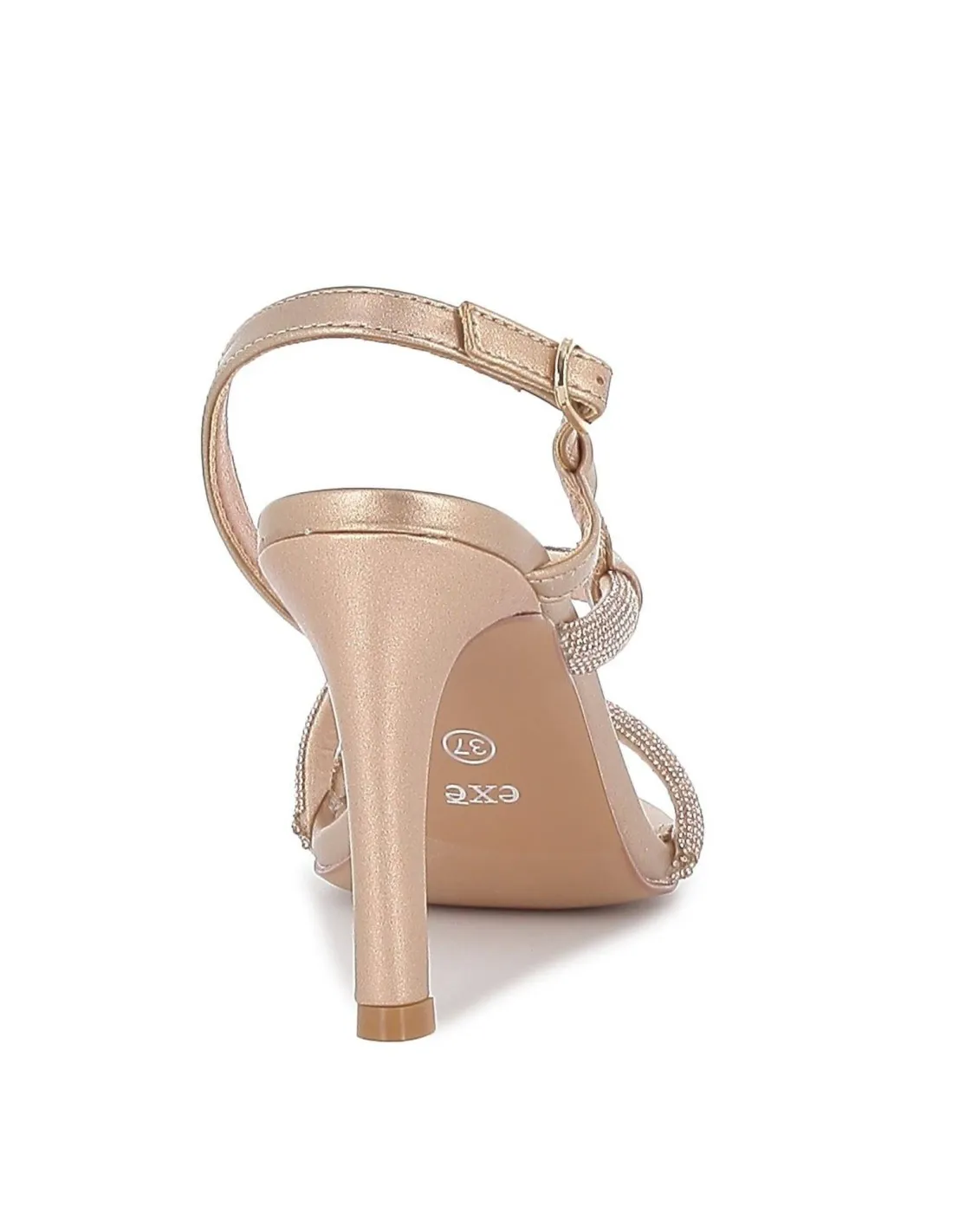 Sandalia de tacón con pedrería para mujer rosa EXE