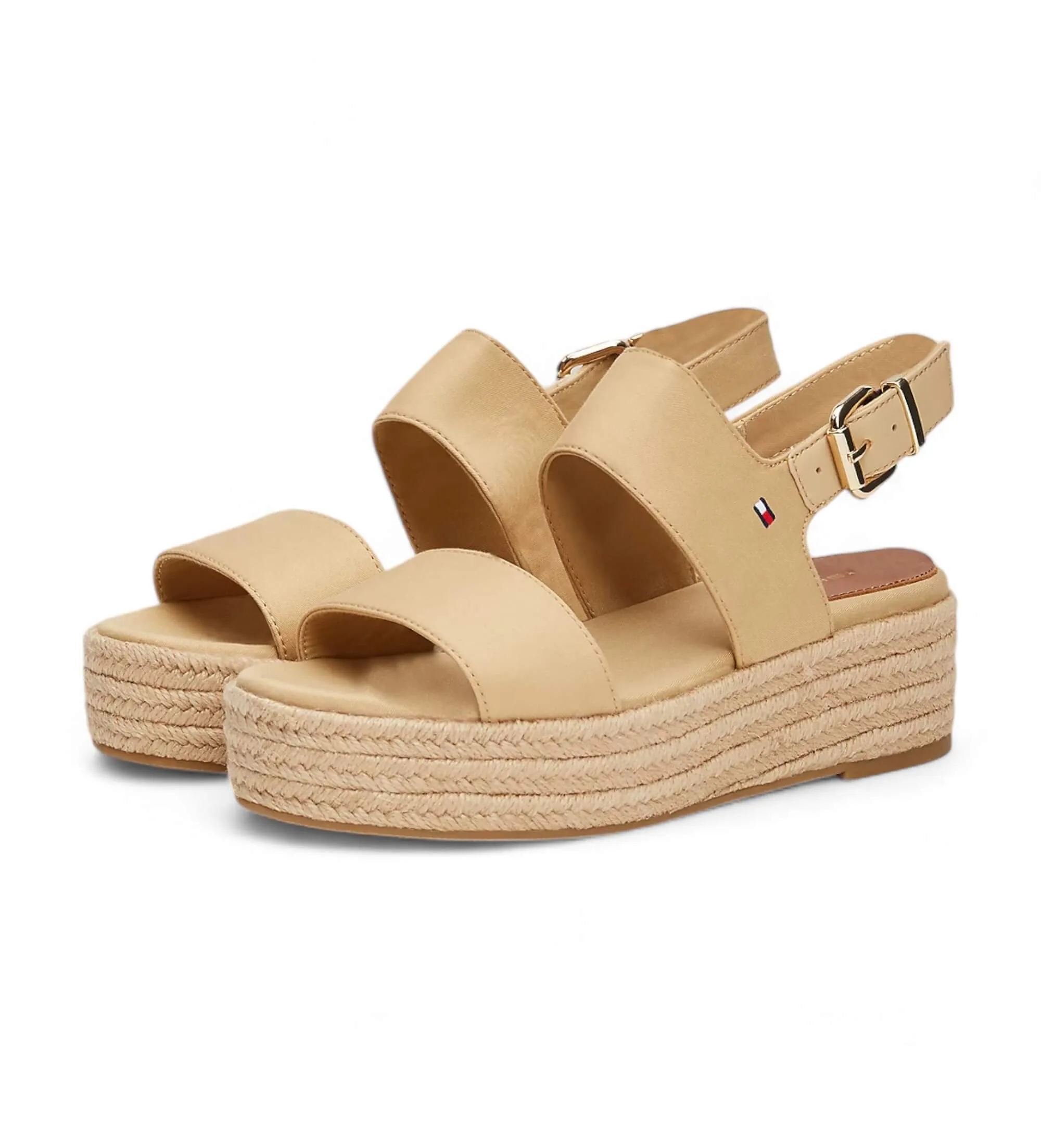 Sandalias estilo alpargata con cuña de cuerda beige