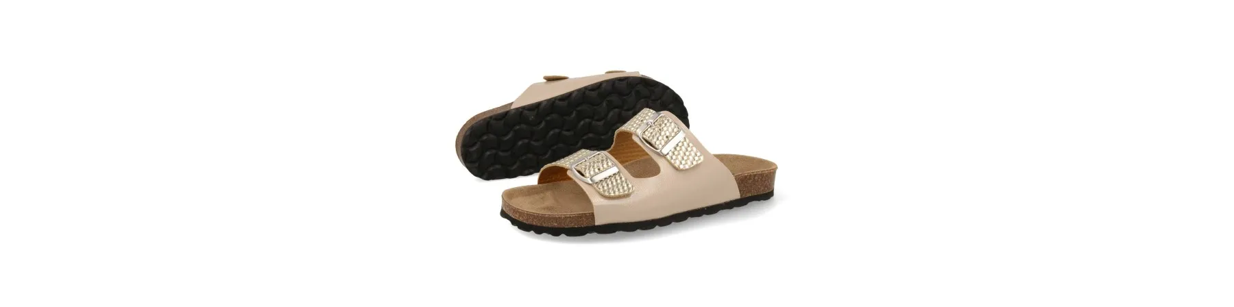 SANDALIAS HEBILLAS MUJER BIO DORADAS MOD. EDNA DO