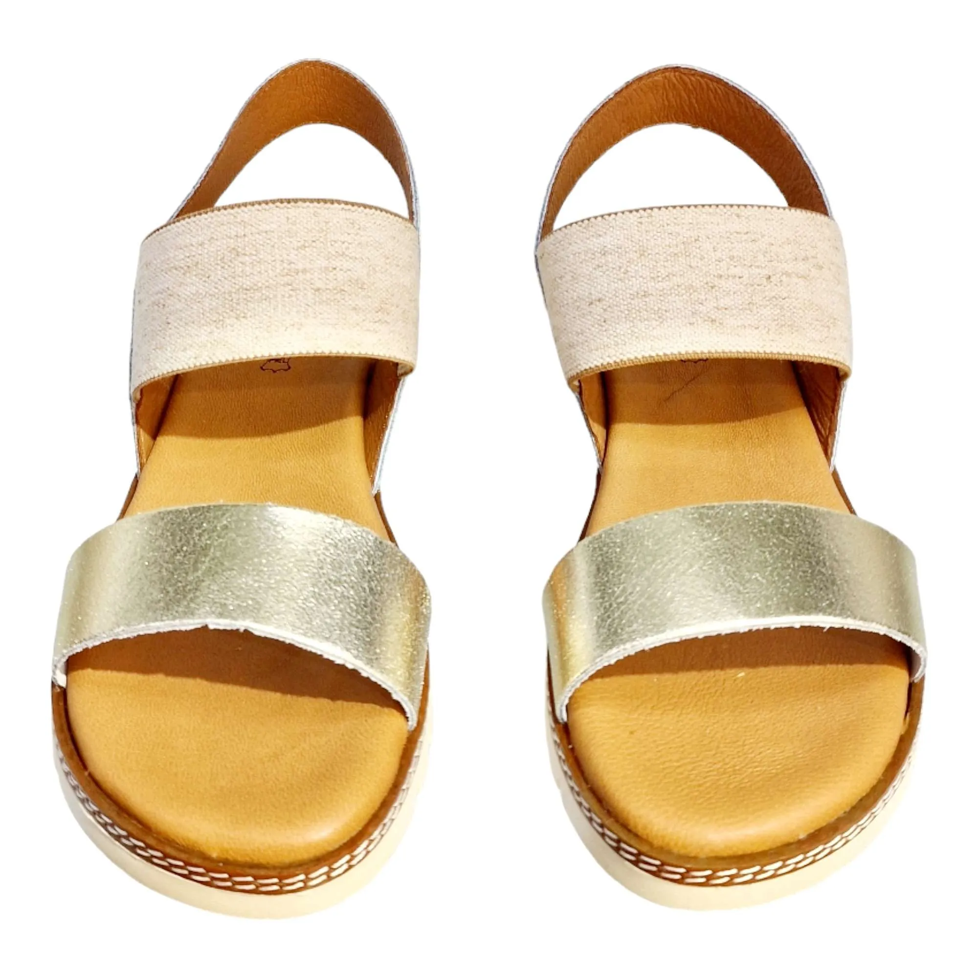 SANDALIAS MUJER CON ELÁSTICO PLANTA DE GEL PLATINO