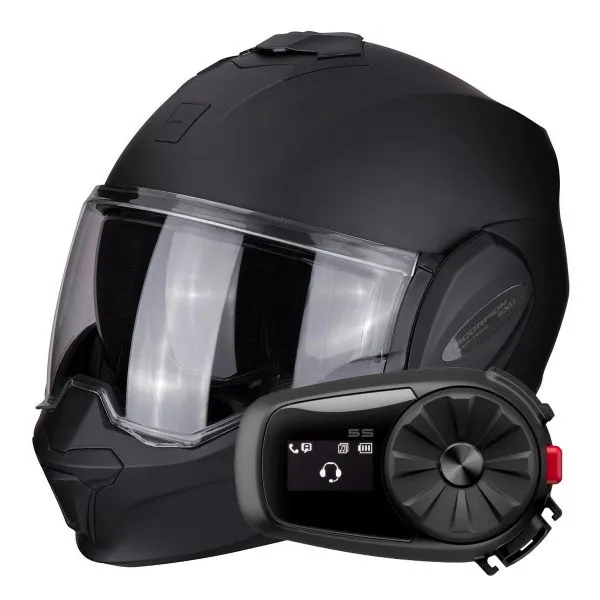 Scorpion Exo Tech Evo Solid Matt Black + Kit Bluetooth 5S 