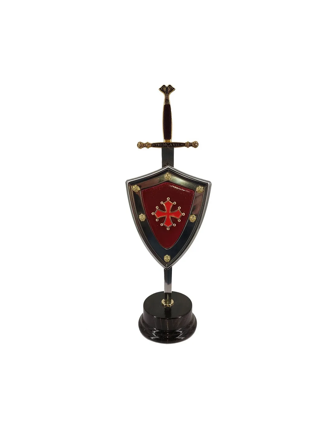 Set Cruz de los Cátaros, abrecartas con escudo y stand