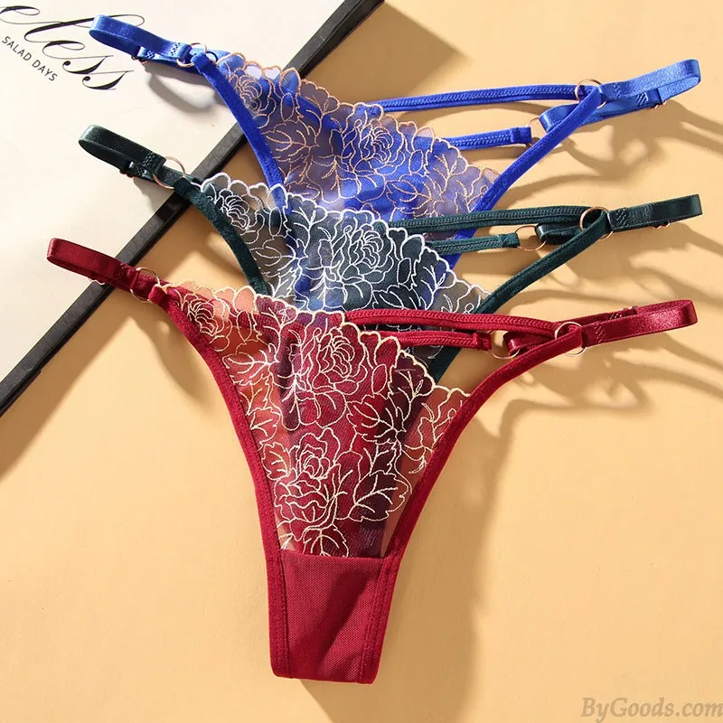 SEXY HOLLOW FLOWER MESH SHEER EMBROIDERY NAUGHTY BRIEFS WOMEN'S UNDERWEAR THONG TBACK LINGERIE UNDERPANTS EROTIC PANTIES