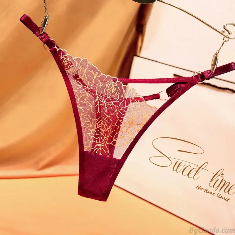 SEXY HOLLOW FLOWER MESH SHEER EMBROIDERY NAUGHTY BRIEFS WOMEN'S UNDERWEAR THONG TBACK LINGERIE UNDERPANTS EROTIC PANTIES