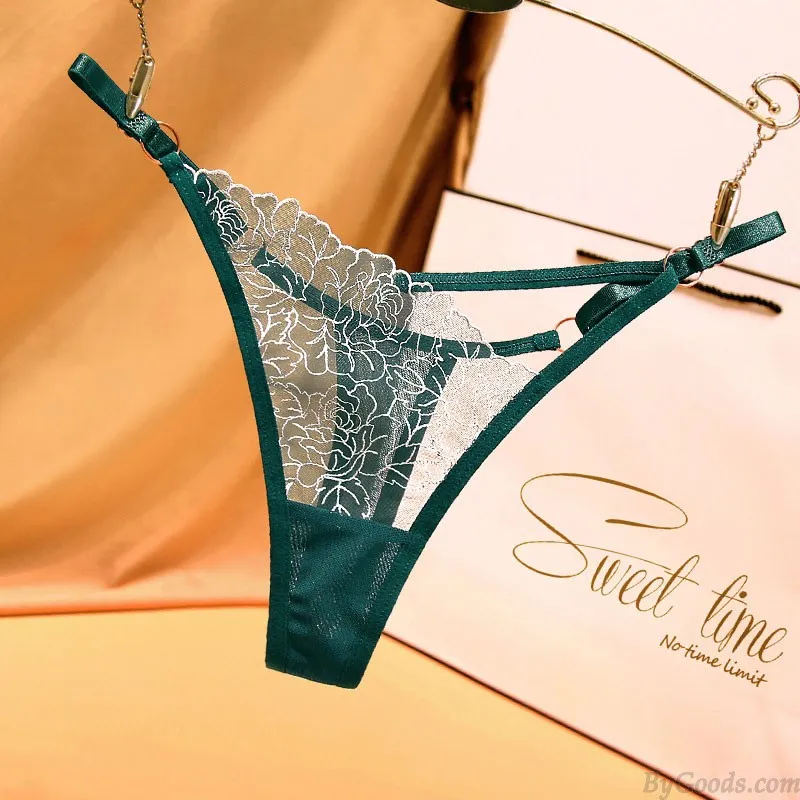 SEXY HOLLOW FLOWER MESH SHEER EMBROIDERY NAUGHTY BRIEFS WOMEN'S UNDERWEAR THONG TBACK LINGERIE UNDERPANTS EROTIC PANTIES