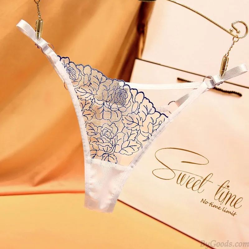 SEXY HOLLOW FLOWER MESH SHEER EMBROIDERY NAUGHTY BRIEFS WOMEN'S UNDERWEAR THONG TBACK LINGERIE UNDERPANTS EROTIC PANTIES