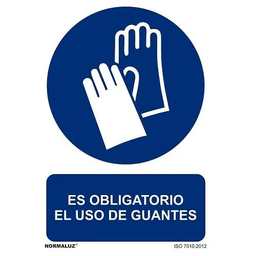 Señal Es Obligatorio El Uso De Guantes Aluminio 21x30cm  Azul