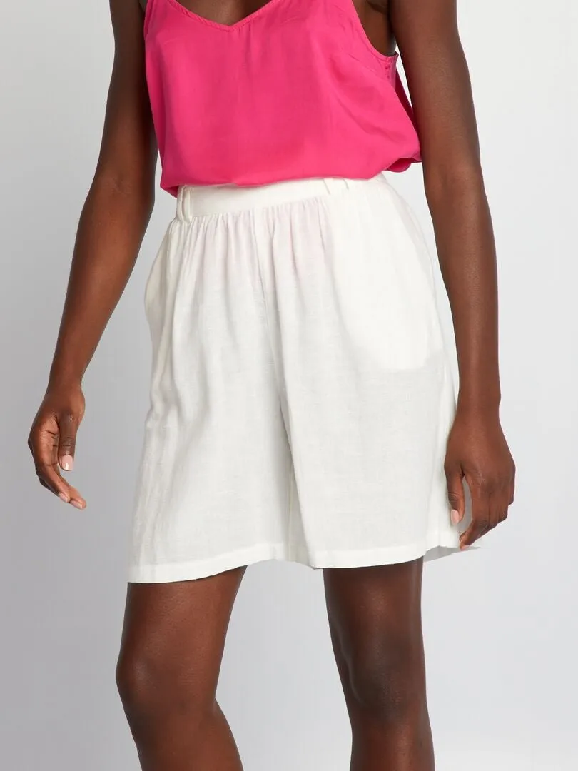 SHORT ANCHO DE LINO  BLANCO