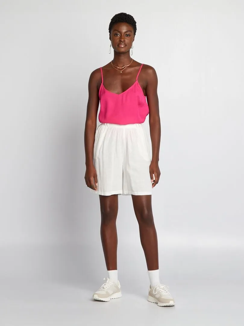SHORT ANCHO DE LINO  BLANCO