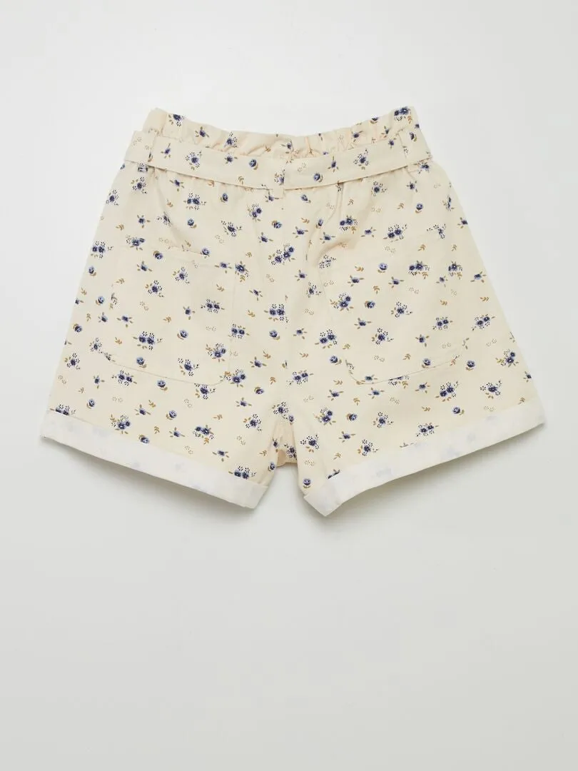SHORT DE FLORES PAPER BAG 'JDY'  BEIGE