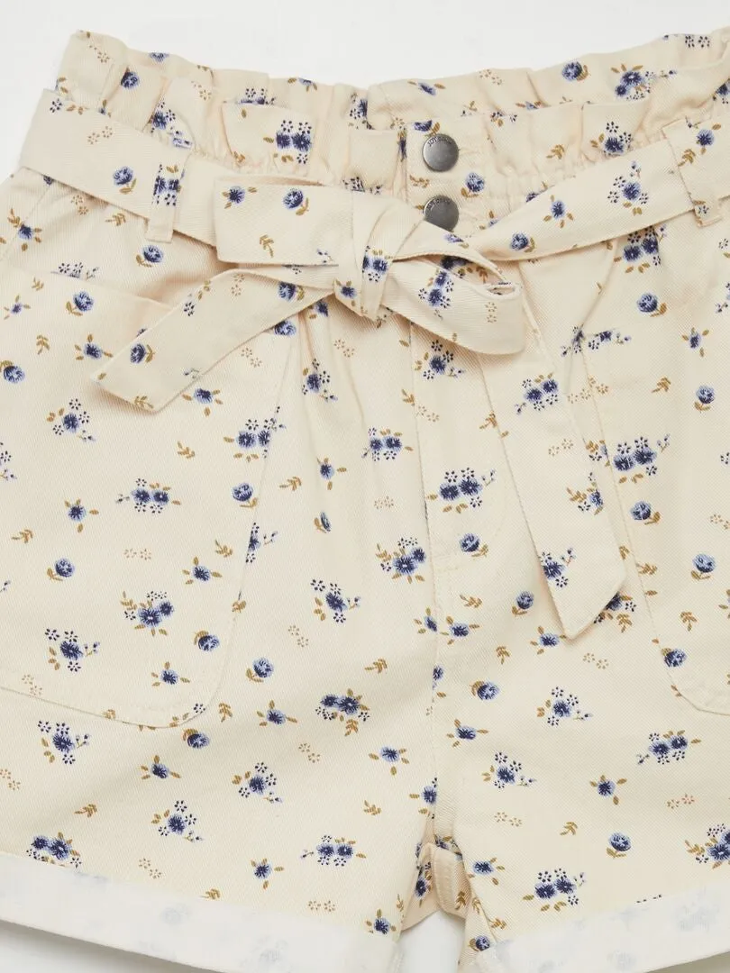 SHORT DE FLORES PAPER BAG 'JDY'  BEIGE