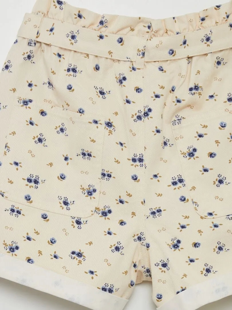 SHORT DE FLORES PAPER BAG 'JDY'  BEIGE