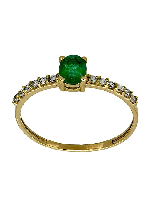 Sortija oro amarillo 18 K circonitas y esmeralda fina 281_S592E54A