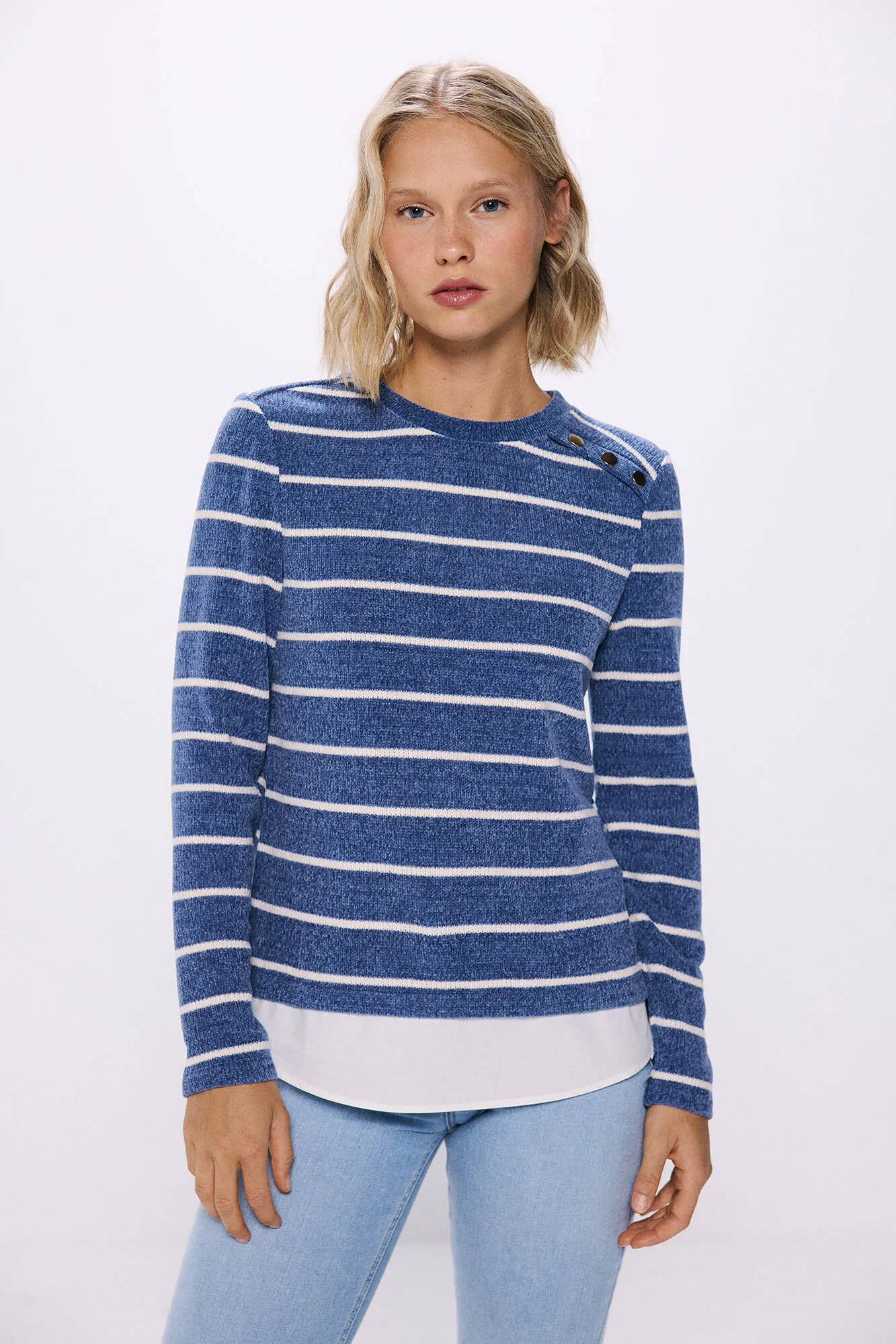 Springfield Camiseta chenilla botones hombro combinada