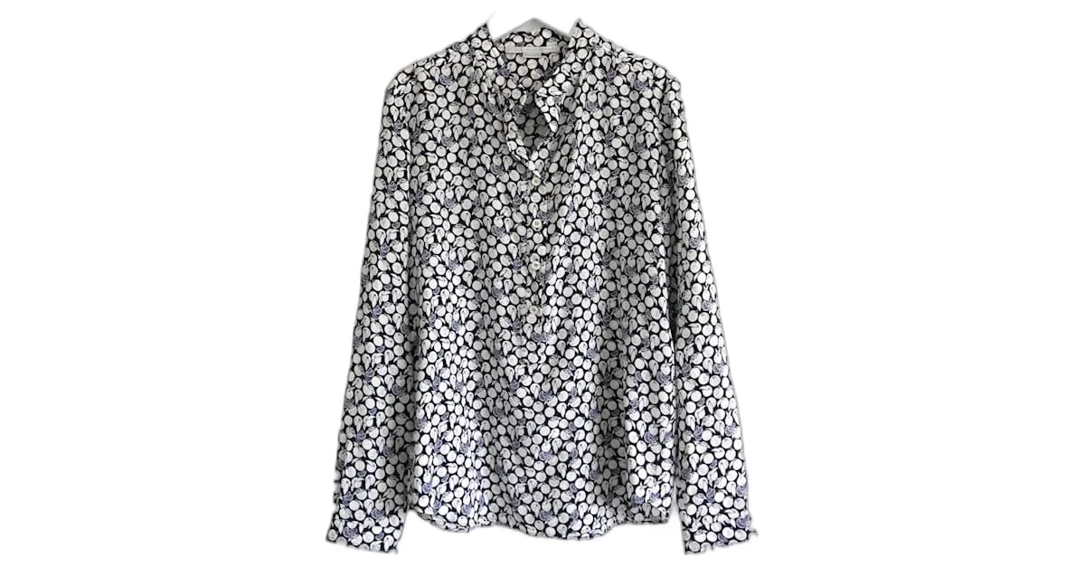 Stella Mc Cartney Camisa de seda estampada de frutas de Stella McCartney Azul marino 