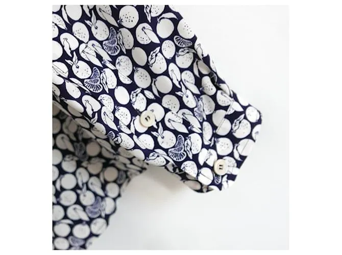 Stella Mc Cartney Camisa de seda estampada de frutas de Stella McCartney Azul marino 