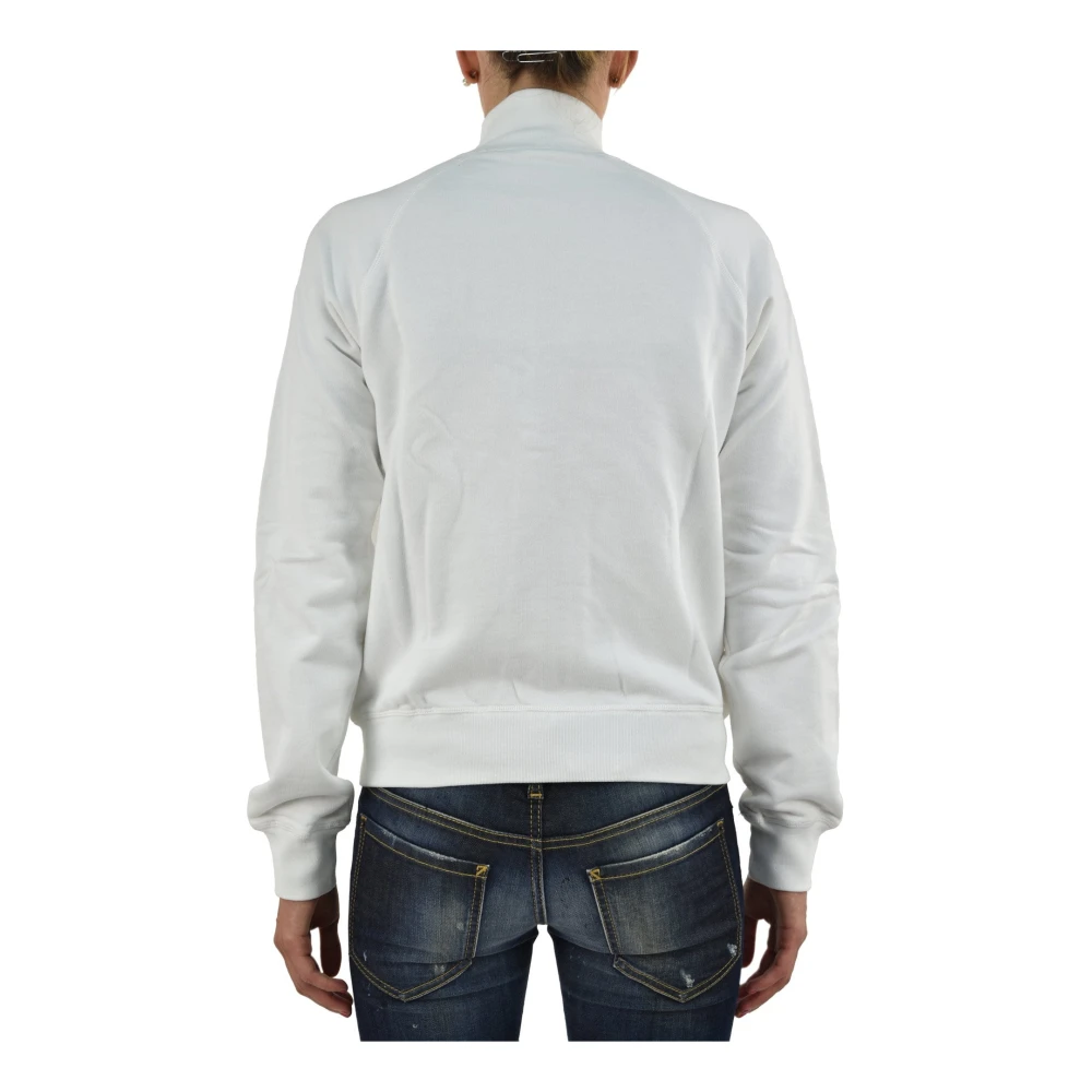 Sudadera Blanca con Cremallera y Bolsillo