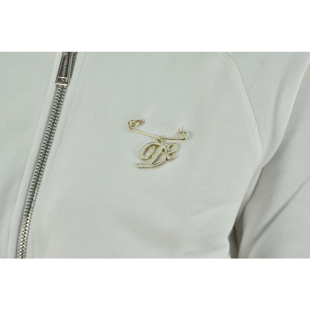 Sudadera Blanca con Cremallera y Bolsillo