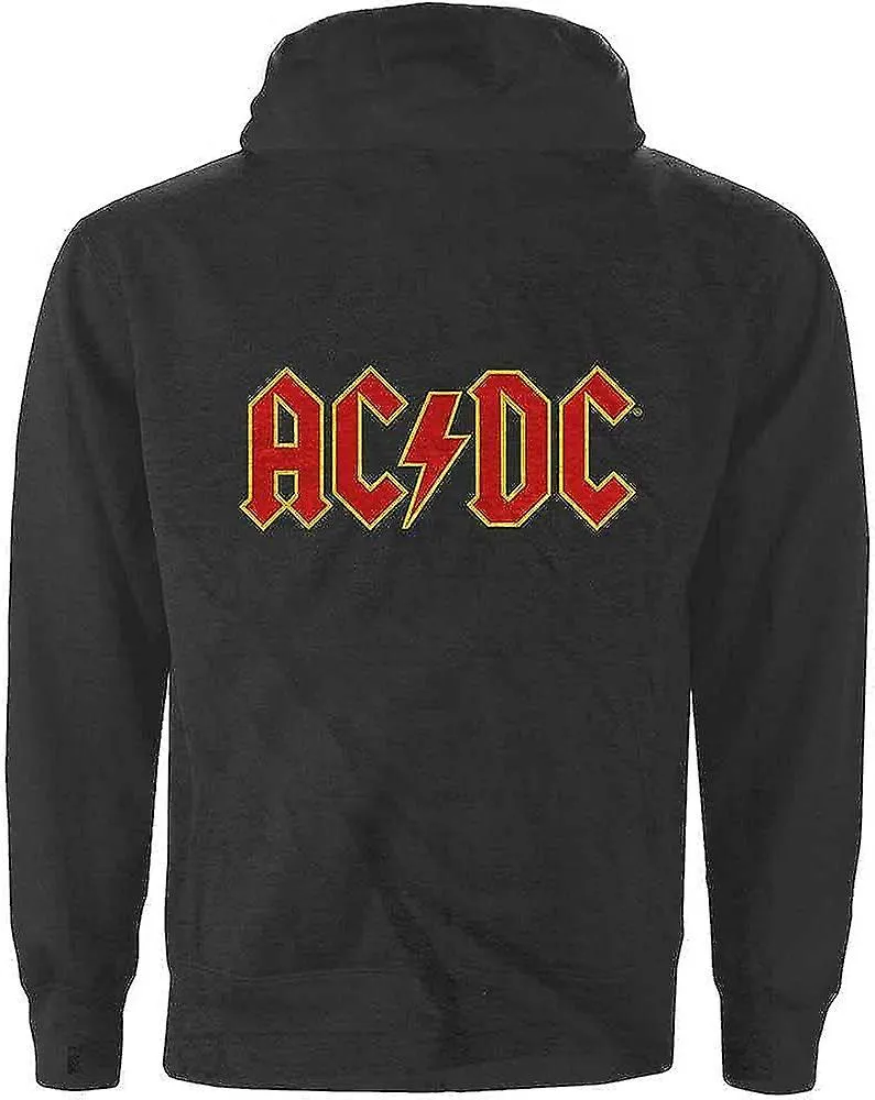 Sudadera con capucha con cremallera y logotipo de AC/DC para hombre (estampado en la espalda) negra