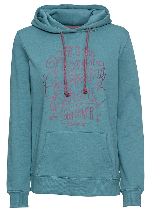 Sudadera con capucha estampada Turquesa mate