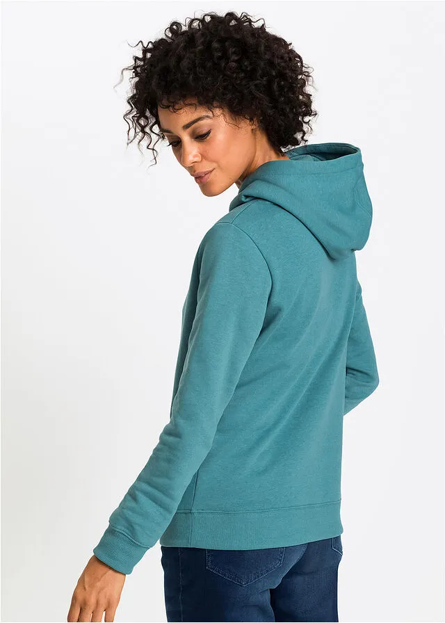 Sudadera con capucha estampada Turquesa mate