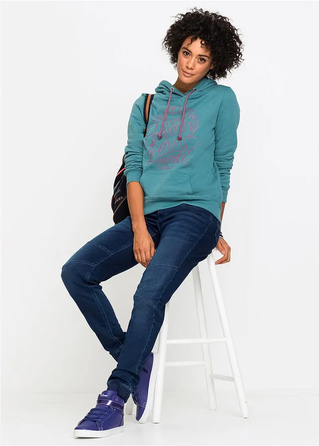 Sudadera con capucha estampada Turquesa mate