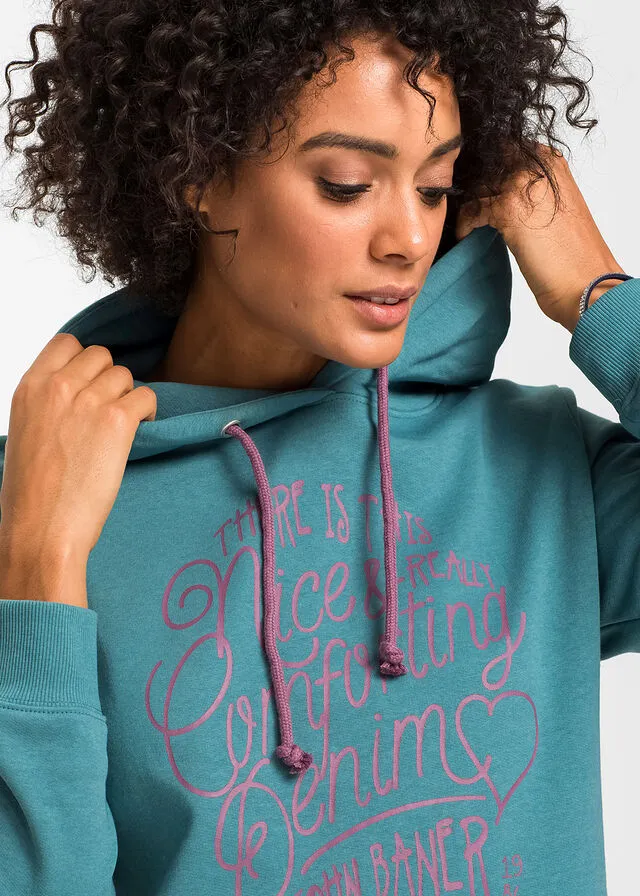 Sudadera con capucha estampada Turquesa mate