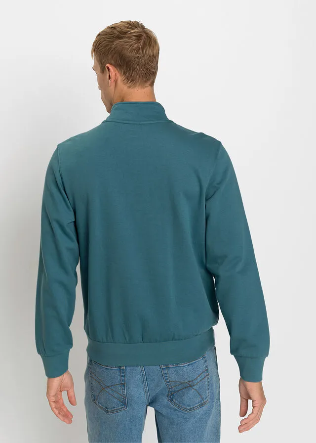 Sudadera con cuello troyer Azul petróleo mate