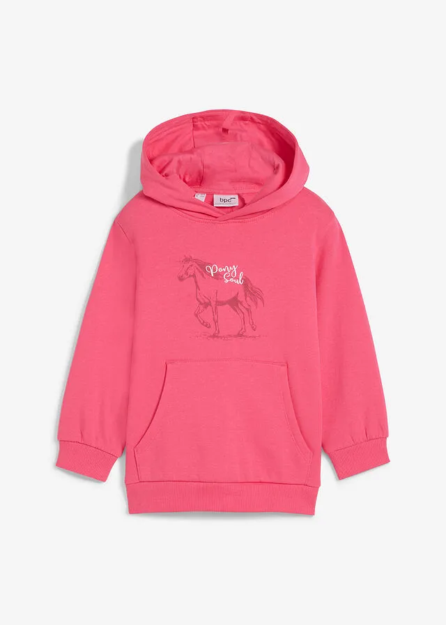 Sudadera de algodón orgánico con capucha para niñas Pink lady