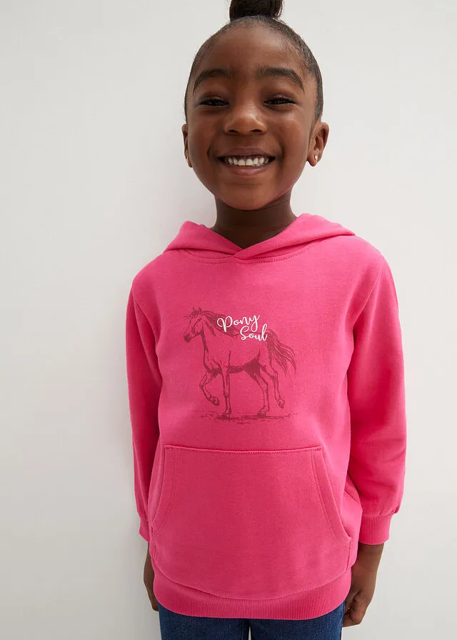 Sudadera de algodón orgánico con capucha para niñas Pink lady