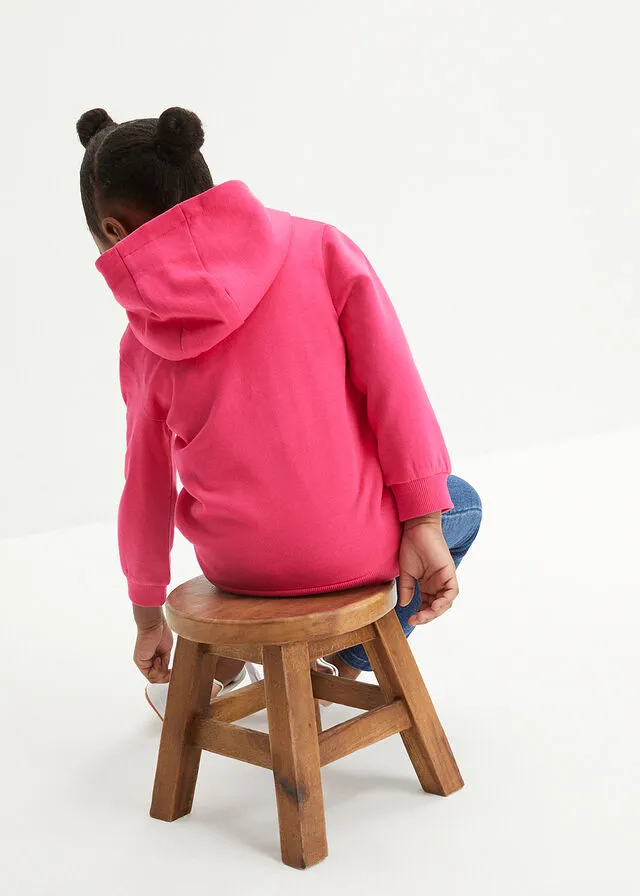 Sudadera de algodón orgánico con capucha para niñas Pink lady