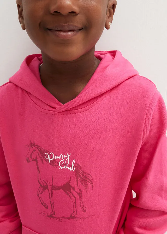 Sudadera de algodón orgánico con capucha para niñas Pink lady